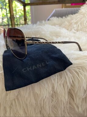 Chanel Aviator Sunglasses Gold/Brown Gradient